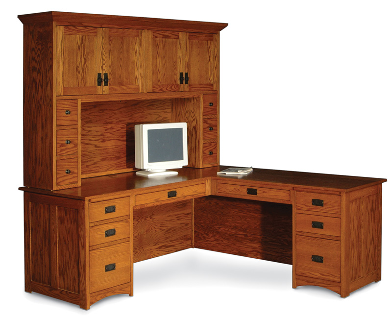 Prairie Mission L-Shape desk with Prairie Mission Hutch top