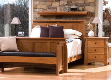 Aspen Sleep collection – Shown in Cherry-Gold Dust with Ebony wood inlay. Available in Express and QuickShip